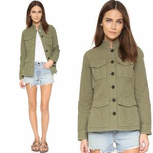 Tory Burch Field Military Side Lace-Up Jacket in Agave Green